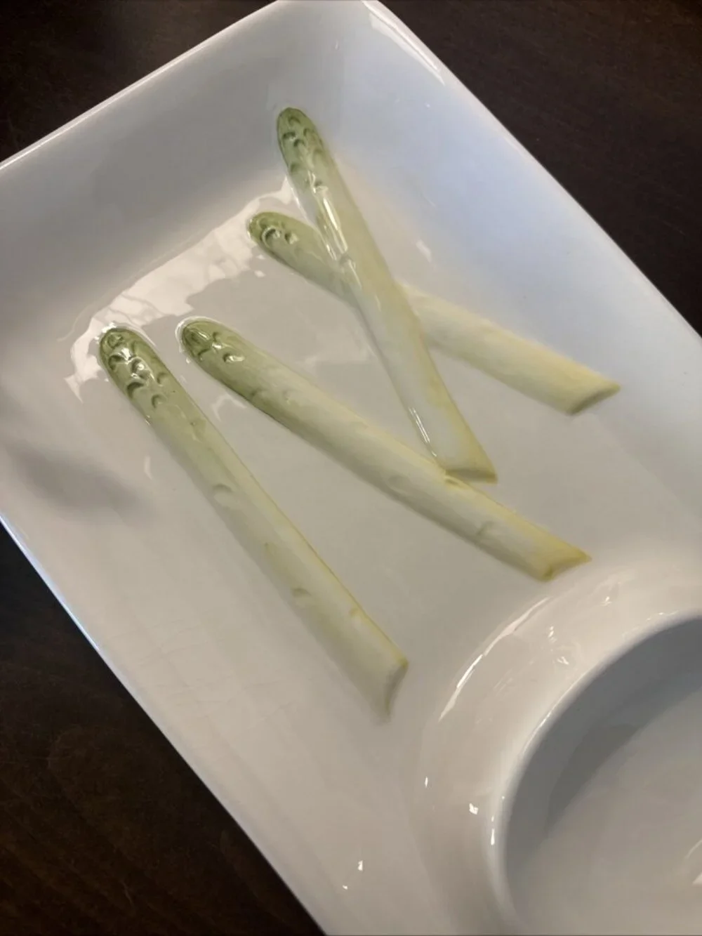 Williams Sonoma Ceramic Pottery Asparagus Platter & Sauce Tray Made in Italy